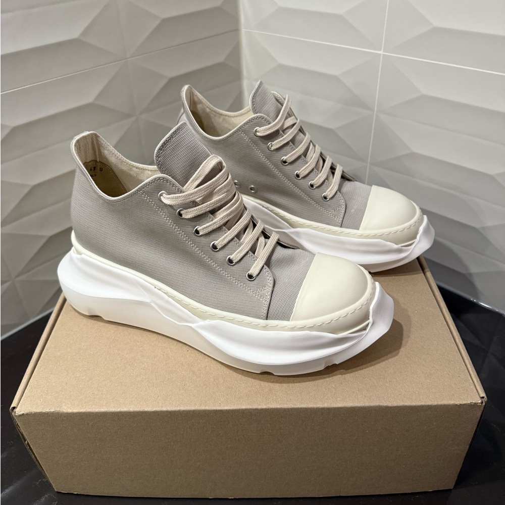 Rick Owens Gray and White Sneakers with Chunky Platform Sole